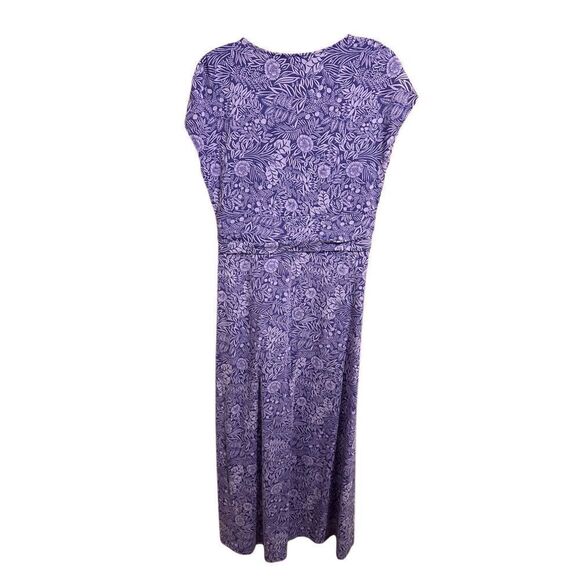 Lands' End Purple Floral V-Neck Draped Wrap Midi Dress Size M/P 10-12 - Picture 5 of 9